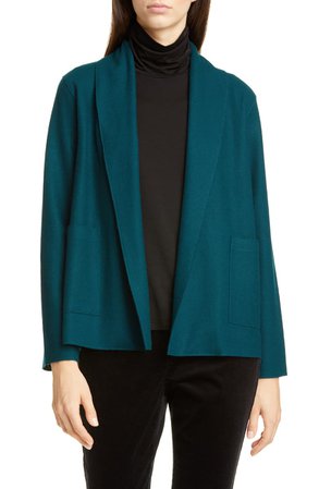 Eileen Fisher Shawl Collar Short Wool Jacket (Regular & Petite) | Nordstrom