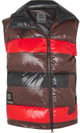 66 North Askja Striped Quilted Glossed-shell Down Vest - Black
