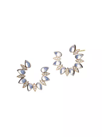 Shop Syna Cosmic 18K Yellow Gold, Moon Quartz & 0.20 TCW Diamond Hoop Earrings | Saks Fifth Avenue