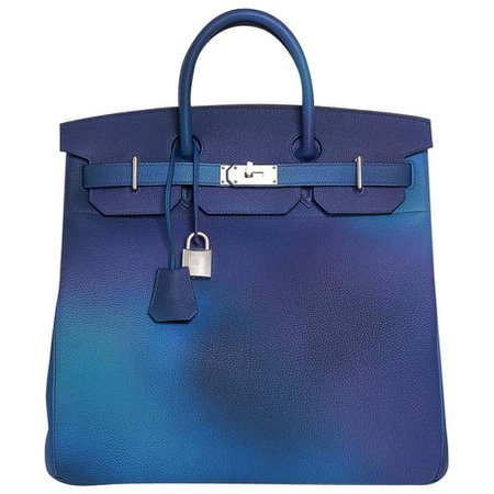 Hermes Hac Cosmos Birkin 40 Bag Blue Nuit / Violet Limited Edition For Sale at 1stDibs