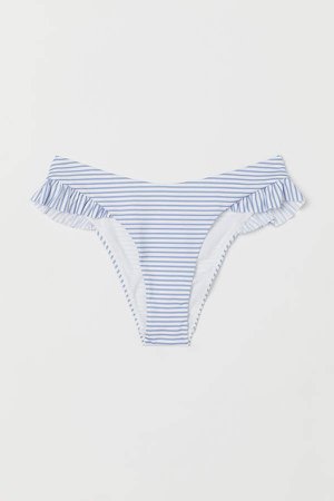 Flounce-trimmed Bikini Bottoms - Blue