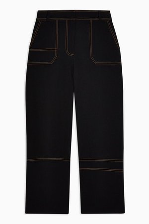 Black Contrast Stitch Utility Trousers | Topshop
