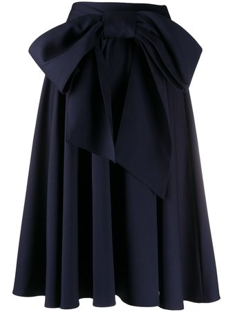Charles Jeffrey Loverboy bow detail flared navy skirt with Express Delivery - Farfetch