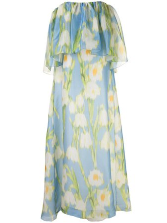 Carolina Herrera, floral-print off-shoulder Gown Dress