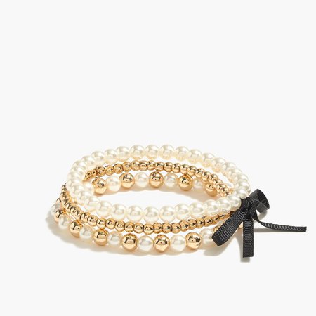 Mixed gold beaded bracelets set-of-three