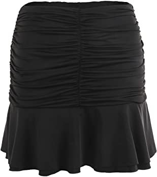 NUFIWI Women Girls Sexy Lace Mesh Skirt Ruffle Pleated Patchwork Mini Tennis Skirt Harajuku Y2K Style (Black, S) at Amazon Women’s Clothing store