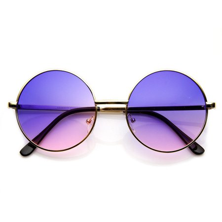 Mid Sized Metal Lennon Style Color Tinted Round Sunglasses - sunglass.la