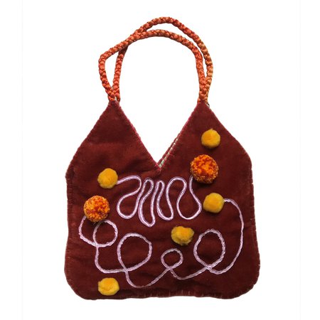 Red embroidered handbag This burgundy velvet... - Depop