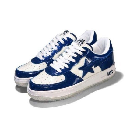 blue and white bape shoes