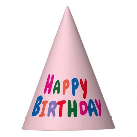 Cute and Simple Pink Happy Birthday Party Hat