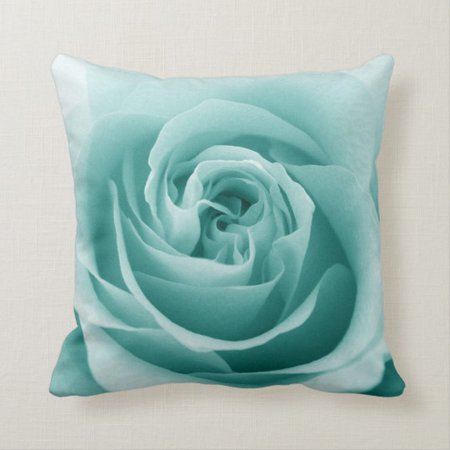 Aqua Blue Rose Pillow