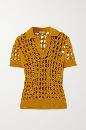 Yellow Crochet-knit polo shirt | Fendi | NET-A-PORTER