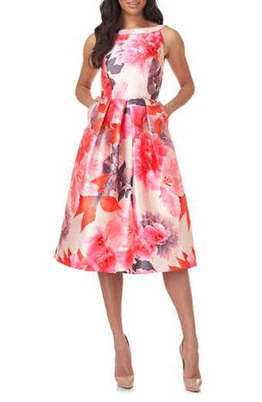 Lucinda Floral Sleevless Midi Cocktail Dress | Nordstrom