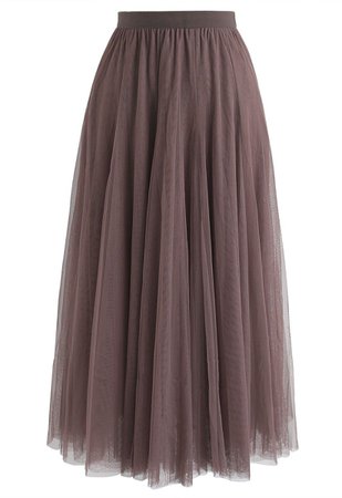 My Secret Weapon Tulle Maxi Skirt in Brown - Retro, Indie and Unique Fashion