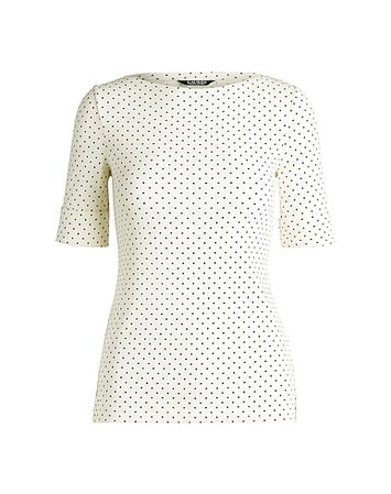 Lauren Ralph Lauren Polka-Dot Cotton-Blend Top - T-Shirt - Women Lauren Ralph Lauren T-Shirts online on YOOX United States - 12453130MG