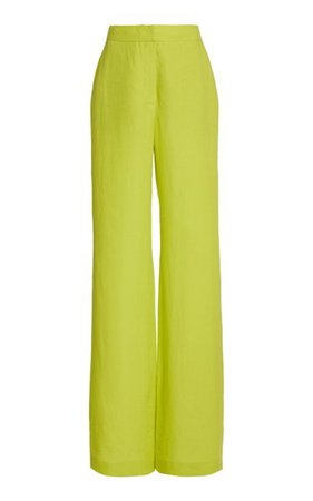 Sonya Woven Aloe Linen Straight-Leg Pants By Gabriela Hearst | Moda Operandi