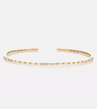 18 Kt Gold Cuff Bracelet With Diamonds in Gold - Suzanne Kalan | Mytheresa