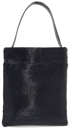 TL-180 - Fazzoletto Ribbed Patent-leather Shoulder Bag - Navy
