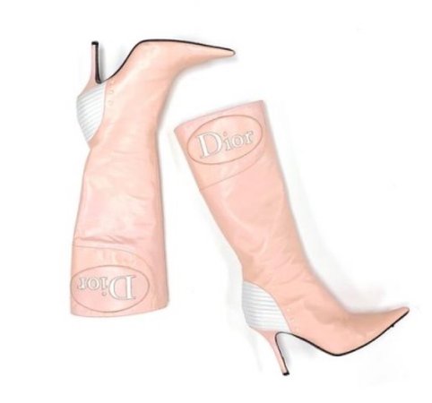 Dior Pink Logo Star Detail High Heel Boots.