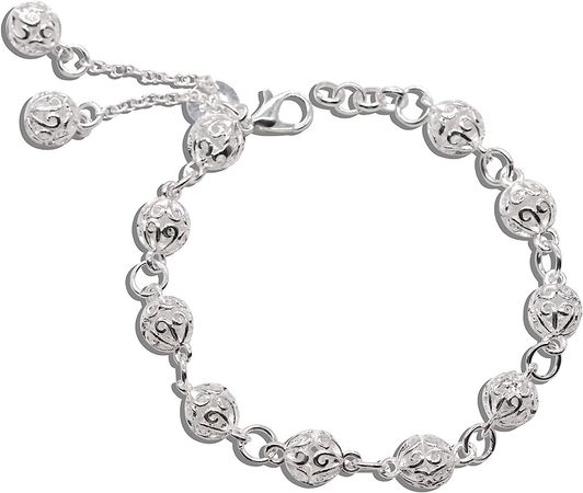 Amazon.com: BIZLOM S925 Silver Hollow Ball Shining Adjustable Bracelet For Women Lady Girls Fashion Jewelry: Clothing, Shoes & Jewelry