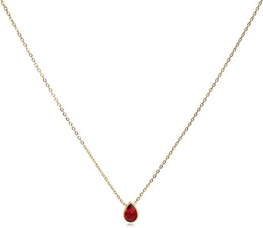 Amazon.com: Badu 18K Gold red Created Gemstones 7x10mm teardrop Dainty Necklace for Women Solitaire Cubic Zirconia Jewelry Mothers Day Anniversary Birthday Gifts for Mom Girls Wife Her : Clothing, Shoes & Jewelry