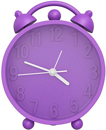 Moko Twin Bell Alarm Clock, Portable Silicone Mini Bedside and Desk Clock Battery Operated Loud Alarm - Purple: Amazon.ca: Home & Kitchen