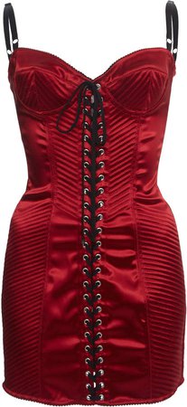 Dolce & Gabbana Lace-Up Satin Mini Dress