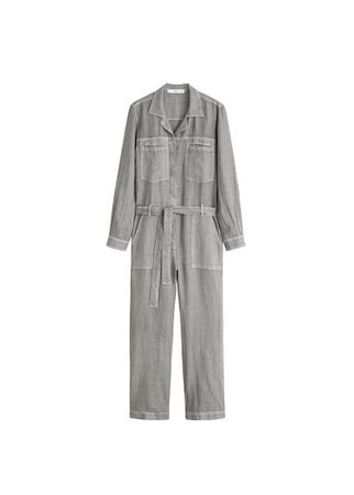 MANGO Long linen-blend jumpsuit