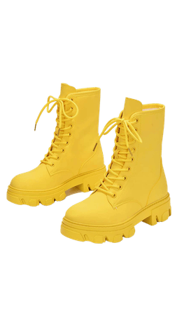 yellow combat boots