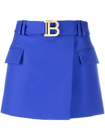 Balmain belted short skirt blue VF14014167L - Farfetch