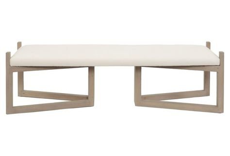 COMMUNITY Bower Bench, Ivory Linen chair