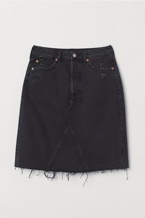 Джинсовая юбка до колена - Черный - | H&M RU