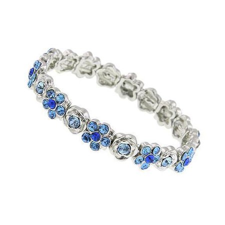 Silver-Tone Blue Flower Stretch Bracelet
