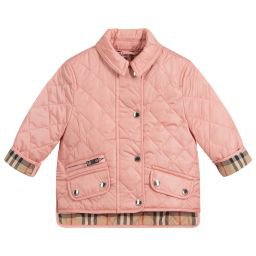Burberry - Baby Girls Pink Quilted Jacket | Childrensalon