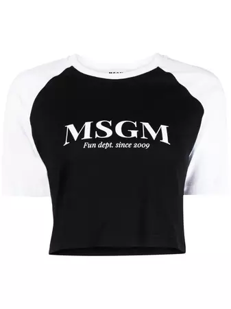 MSGM logo-print Cropped T-Shirt - Farfetch