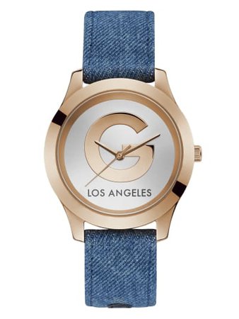 Gold-Tone and Denim Analog Watch | GbyGuess.com