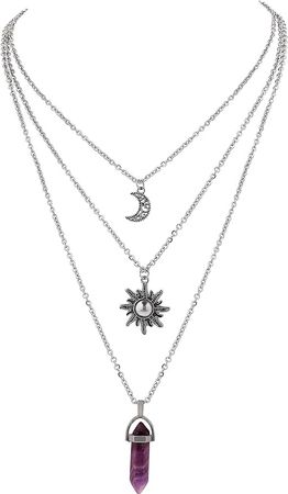 Amazon.com: Sacina Gothic Sun and Moon Neckalce, Moon and Sun Pendant, Crystal Necklace, Layered Necklace for Women, Gothic Necklace,Goth Necklace, Halloween Necklaces, Christmas New Year Jewelry Gift For Women: Clothing, Shoes & Jewelry