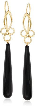 Amazon.com: Ross-Simons Long Teardrop Black Onyx Drop Earrings in 14kt Yellow Gold: Jewelry