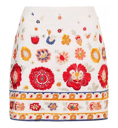 white embroidered skirt