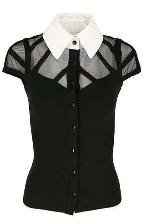 WEDNESDAY SHIRT White collar gothic blouse with mesh - Restyle