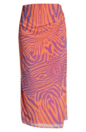 AFRM Dita Zebra Print Ruched Side Maxi Skirt | Nordstrom