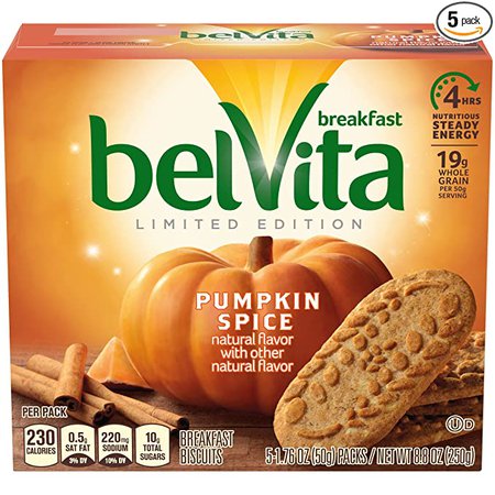 Amazon.com : belVita Pumpkin Spice Breakfast Biscuits, 1 Box of 5 Packs (4 Biscuits Per Pack) : Everything Else
