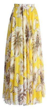 yellow floral skirt