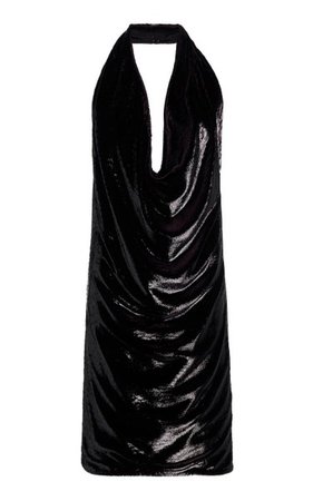 Draped Metallic Velvet Mini Halter Dress By Bottega Veneta | Moda Operandi