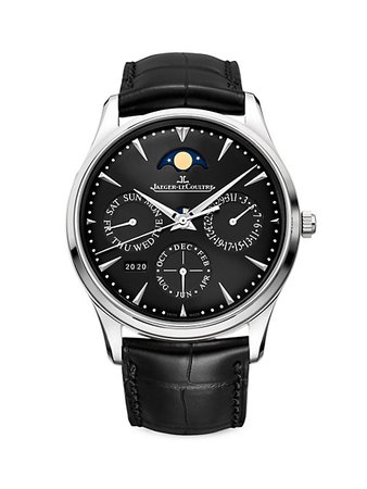 Shop Jaeger-LeCoultre Master Ultra Thin Stainless Steel Leather-Strap Watch | Saks Fifth Avenue