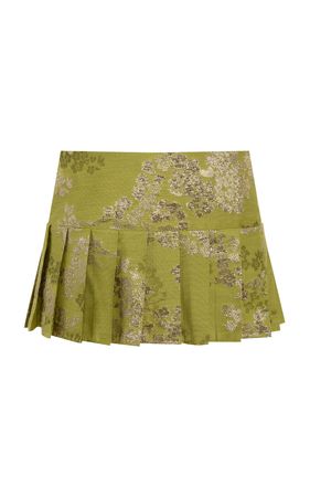 Zenia Pleated Green Jacquard Mini Skirt By Siedrés | Moda Operandi