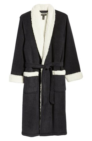 Nordstrom Plaid Fleece Robe with Faux Shearling Lining | Nordstrom