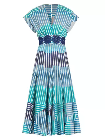 Shop Silvia Tcherassi Adila Embroidered Cotton Midi-Dress | Saks Fifth Avenue
