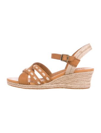 UGG Australia Leather Espadrille Wedges - Shoes - WUUGG31085 | The RealReal