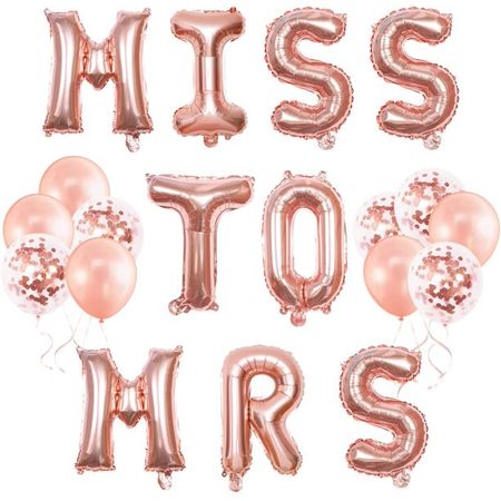 MISS TO MRS Balloon Rose Gold Bachelorette Party Decorations for Bridal Shower Party Supplies - Walmart.com